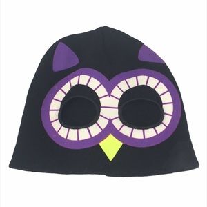 Gertex Owl Beanie, Black, White, Green & Purple